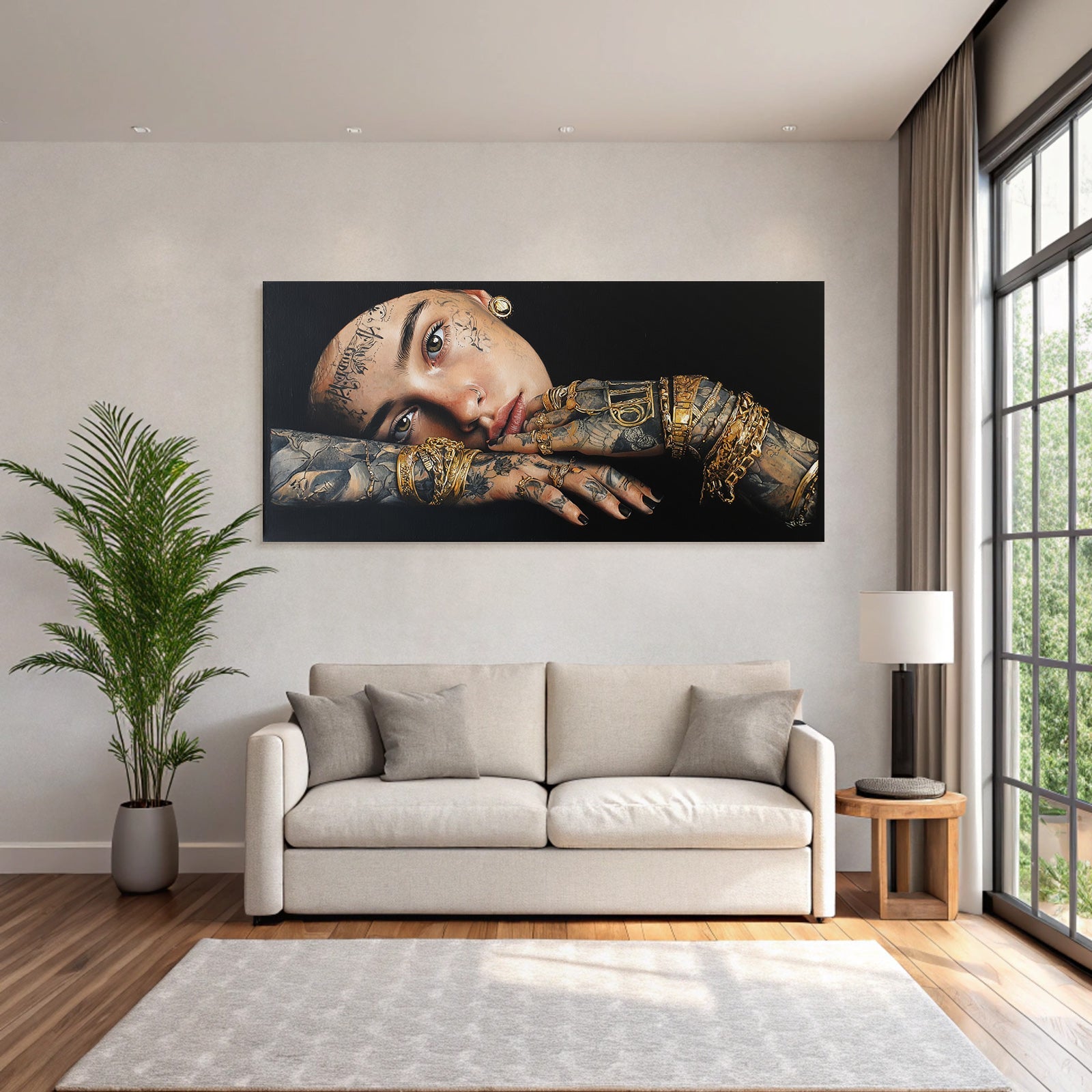Person Mit Tattoos Und Schmuck Kunstvolle Darstellung