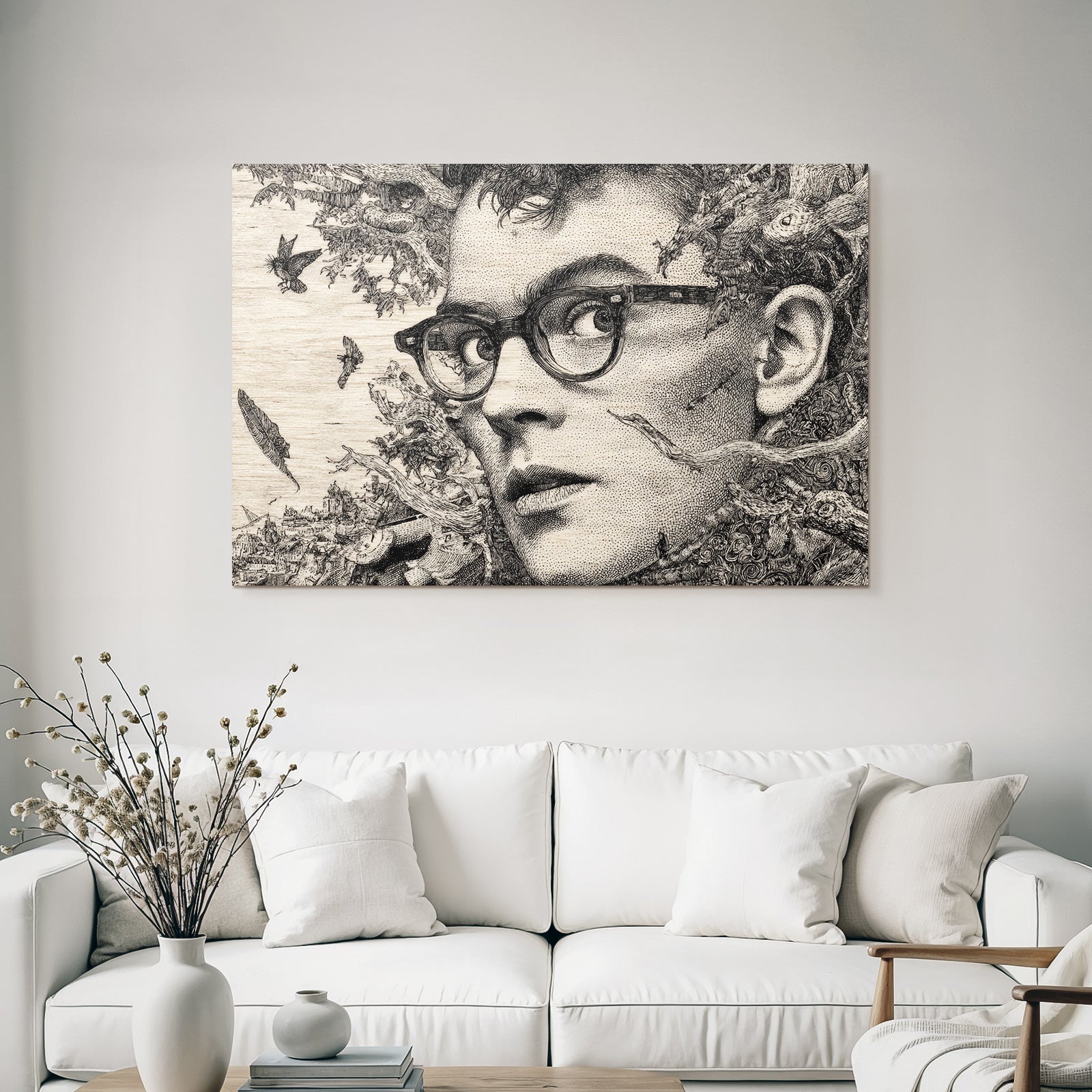 Personengesicht Mit Natur Elementen Kunstwerk