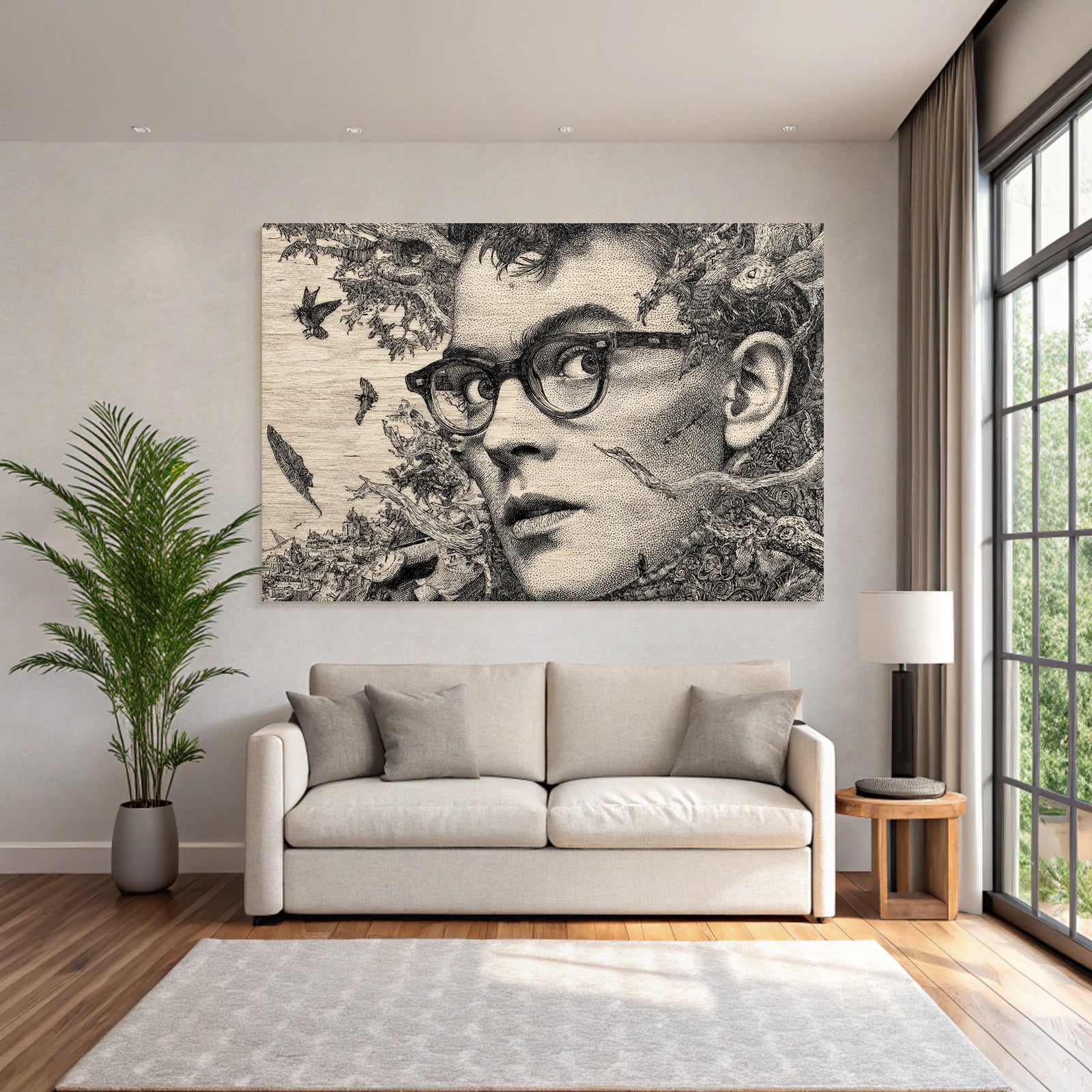 Personengesicht Mit Natur Elementen Kunstwerk