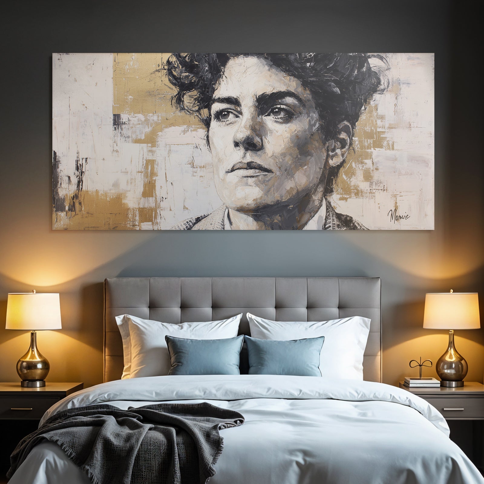 Portrait Moderner Stil Mit Abstraktem Hintergrund