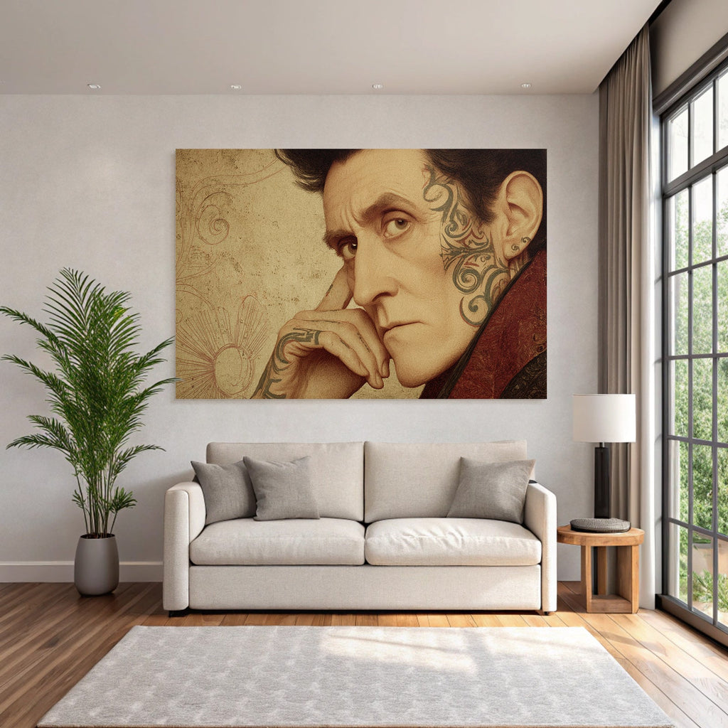 Stilisiertes Portrait Mit Tattoos Person Hintergrund Kunst