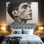 Stylisierte Portrait Mit Geometrischen Mustern Und Intrikater Linienarbeit