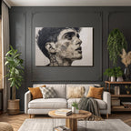 Stylisierte Portrait Mit Geometrischen Mustern Und Intrikater Linienarbeit