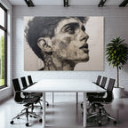 Stylisierte Portrait Mit Geometrischen Mustern Und Intrikater Linienarbeit