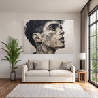 Stylisierte Portrait Mit Geometrischen Mustern Und Intrikater Linienarbeit