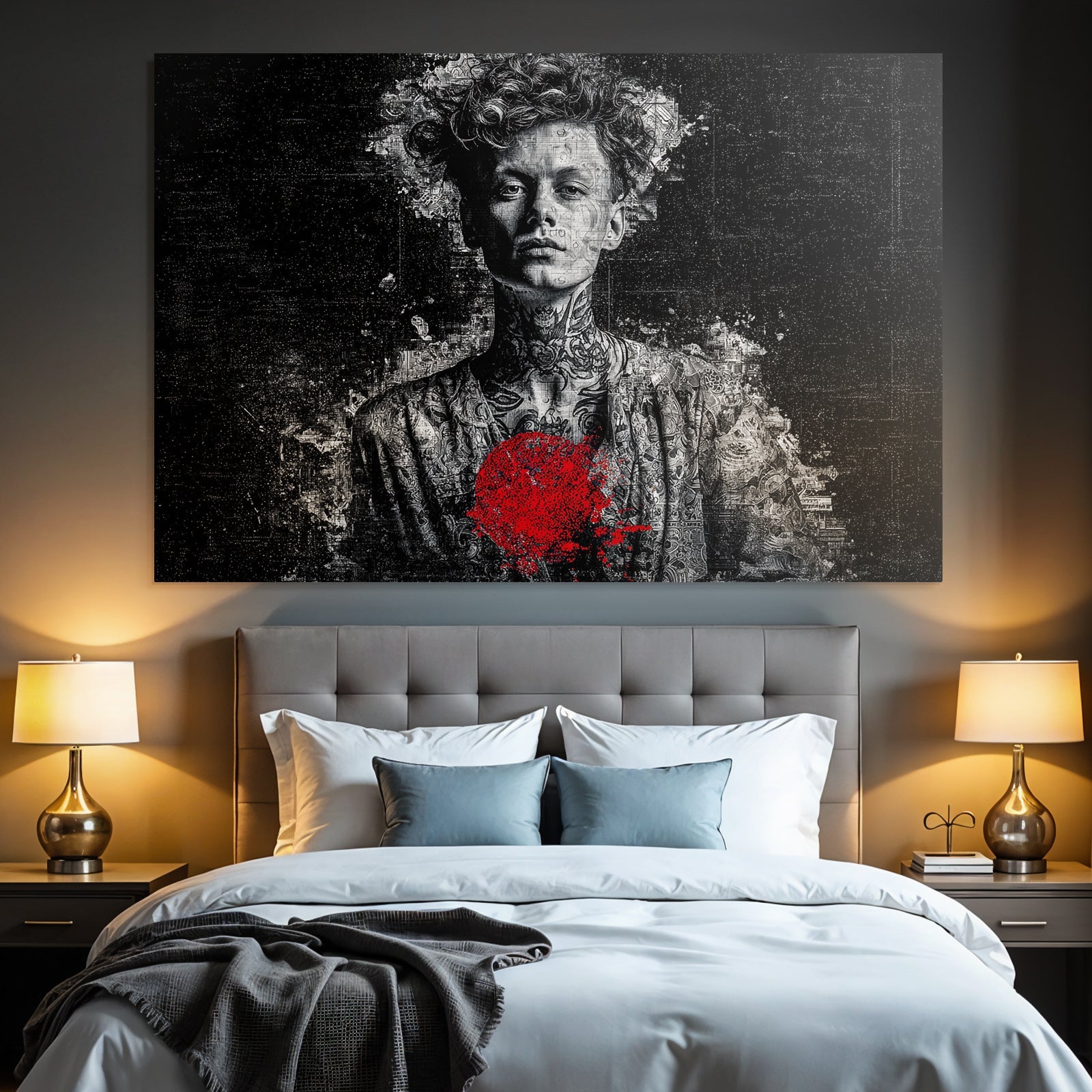 Stylisierte Portraits Mit Tattoos Rot Und Schwarz