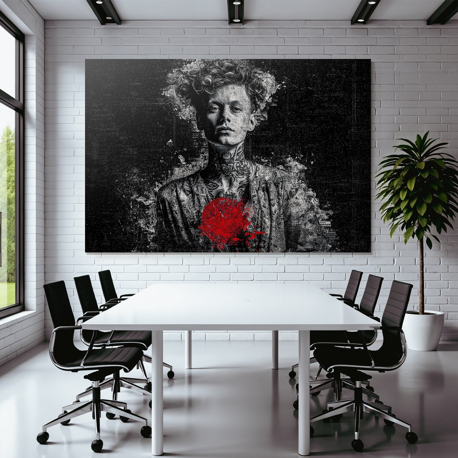 Stylisierte Portraits Mit Tattoos Rot Und Schwarz