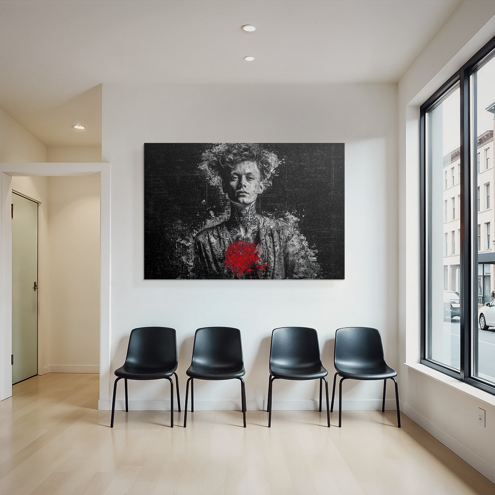 Stylisierte Portraits Mit Tattoos Rot Und Schwarz