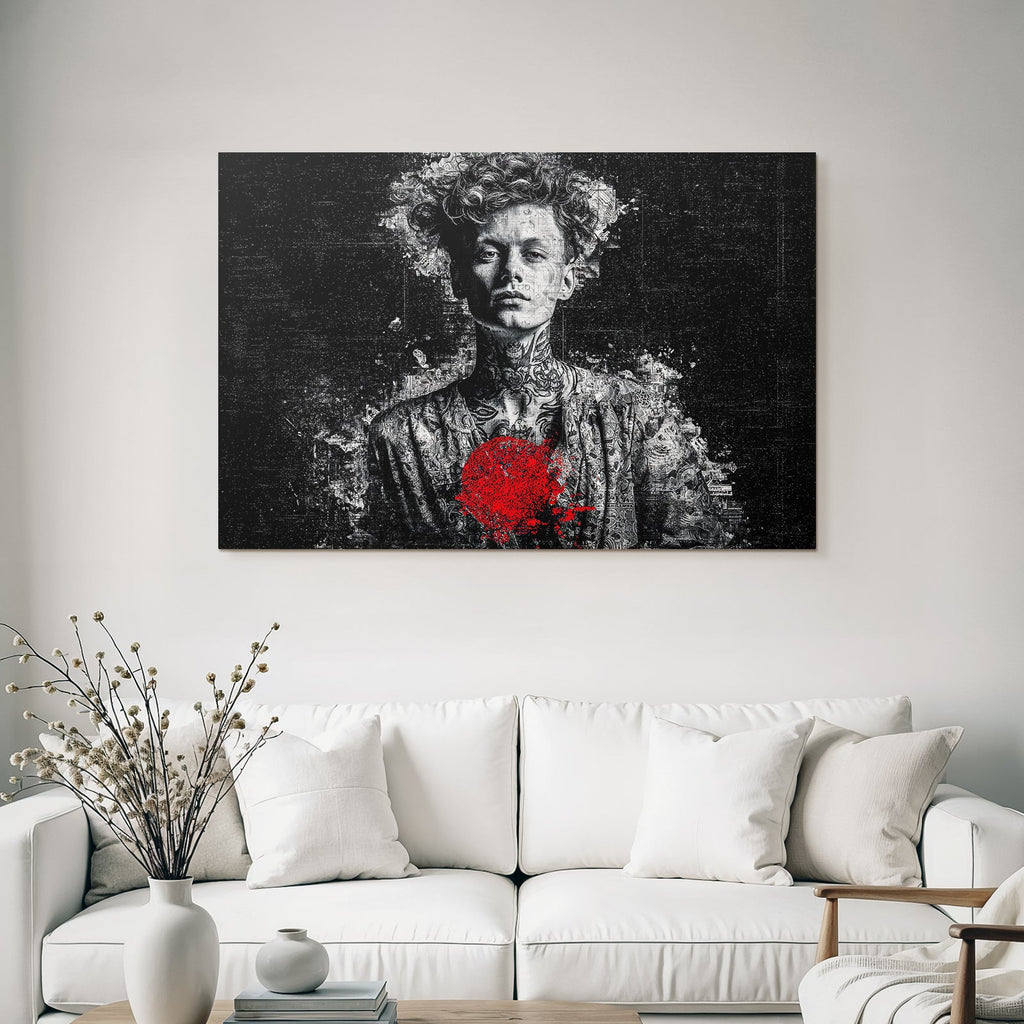 Stylisierte Portraits Mit Tattoos Rot Und Schwarz