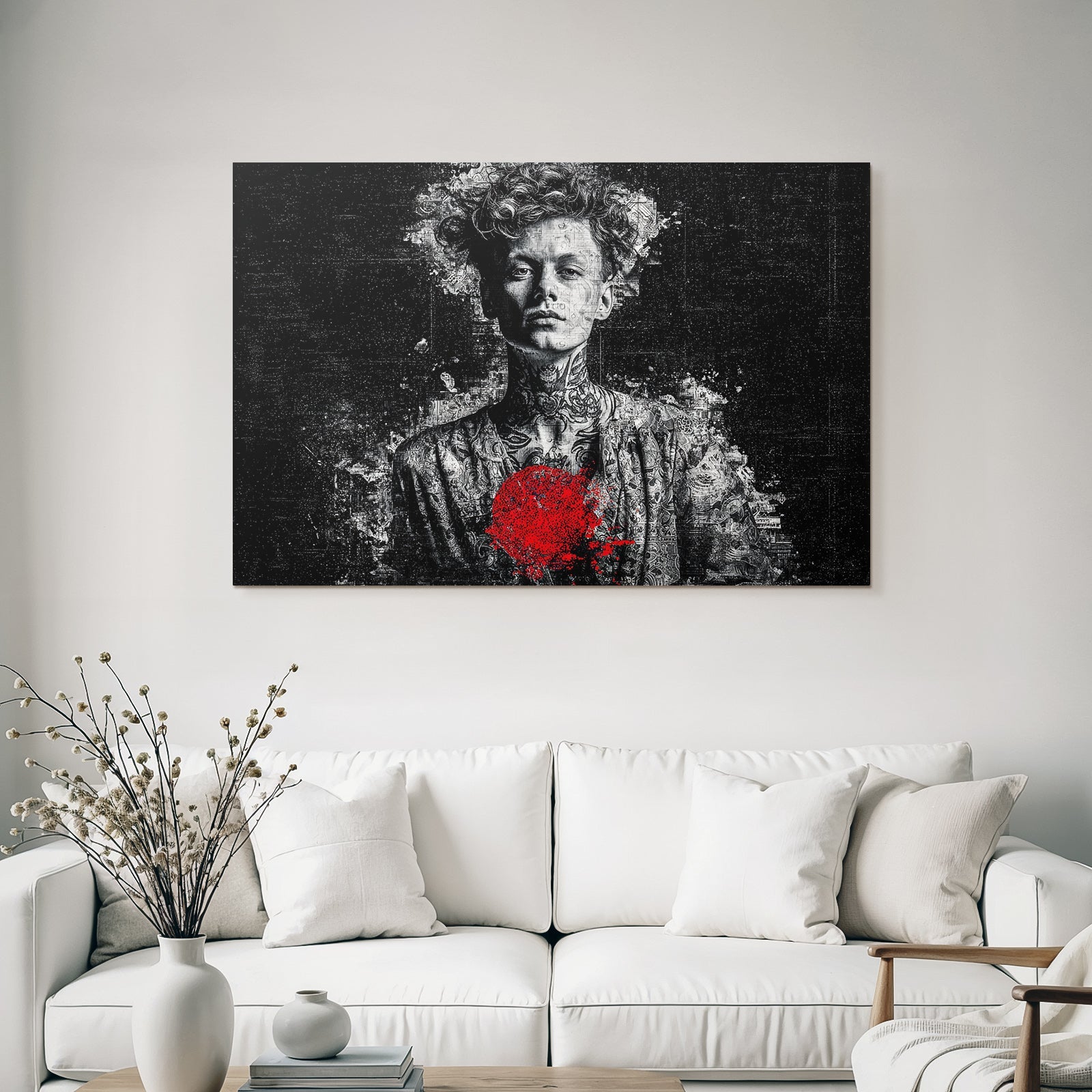 Stylisierte Portraits Mit Tattoos Rot Und Schwarz