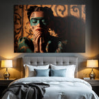 Teal Gesichtsmalerei Henna Designs Kunstvolles Gewand Introspektiv