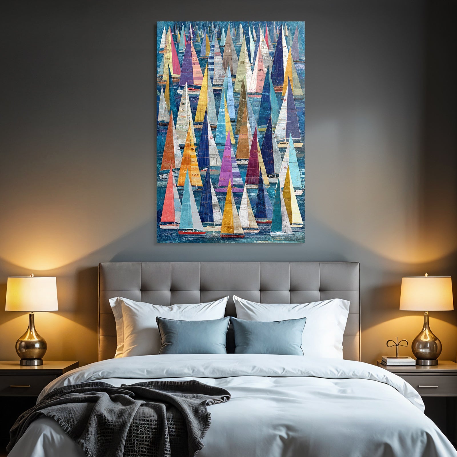 Bunte Segelboote Moderne Kunst Texturierten Hintergrund