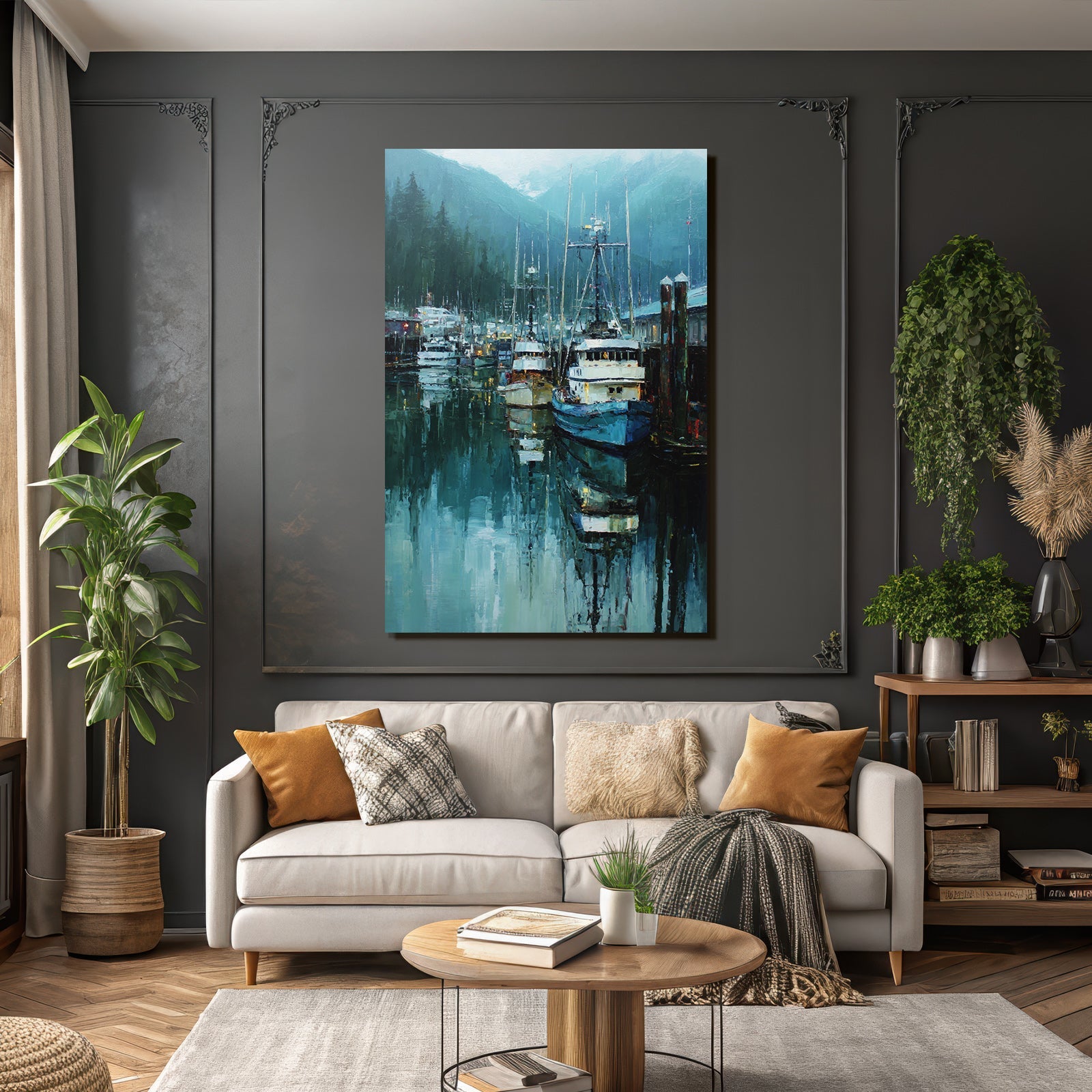 Harmonischer Hafen Mit Booten Und Reflexionen