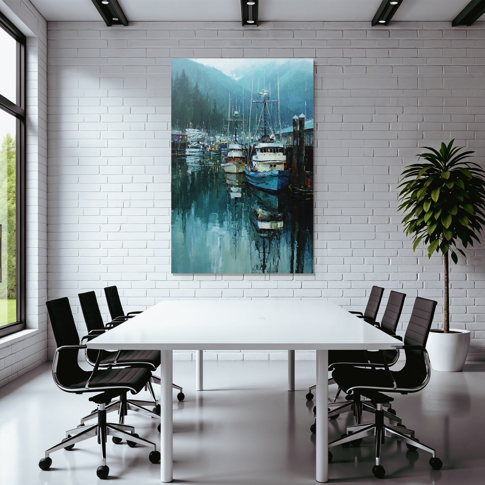 Harmonischer Hafen Mit Booten Und Reflexionen