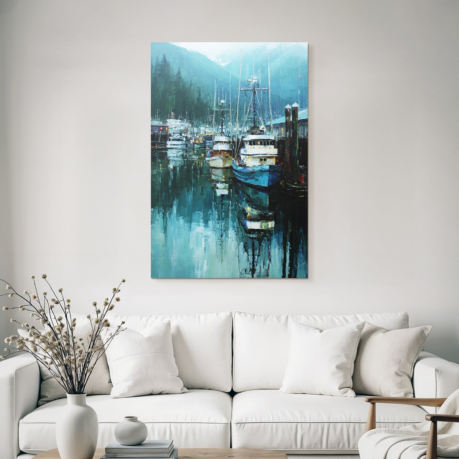 Harmonischer Hafen Mit Booten Und Reflexionen