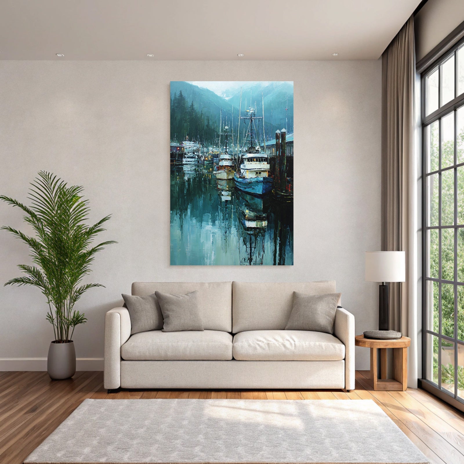 Harmonischer Hafen Mit Booten Und Reflexionen