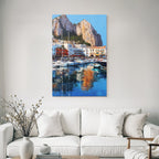 Lebendiger Hafen Mit Booten Und Klippen Impressionistische Malerei