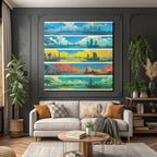 Bunte Seascapes Konzeptkunst Landlandschaften Boote Atmosphärische Bedingungen