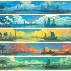 Bunte Seascapes Konzeptkunst Landlandschaften Boote Atmosphärische Bedingungen | Boote und Schiffe | Mobilitaet und Technik