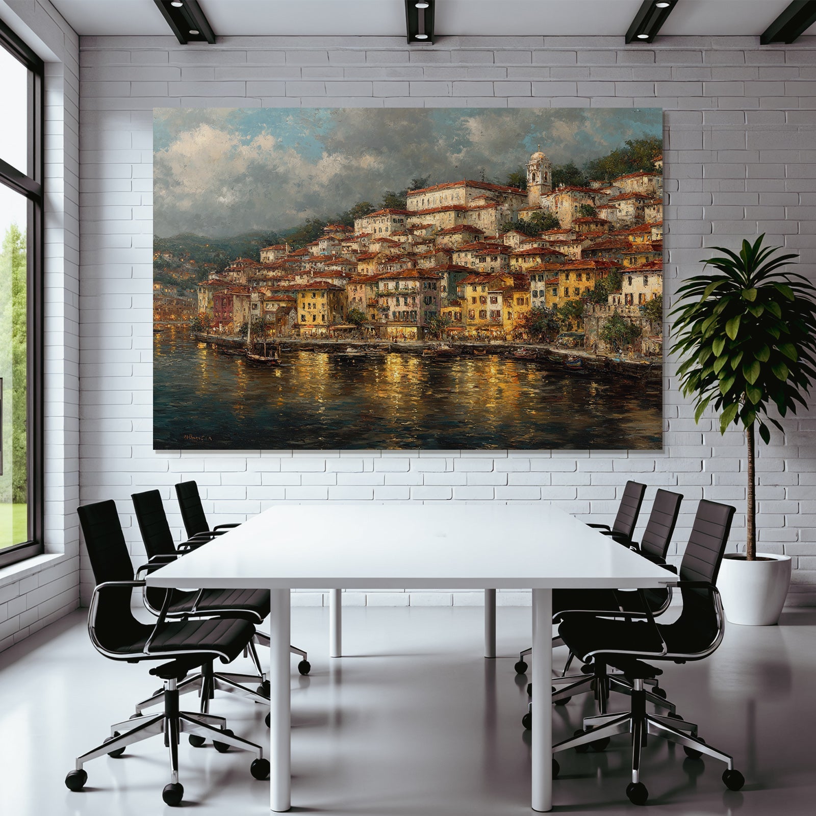 Bunte Stadt Am Wasser Mediterraner Architektur
