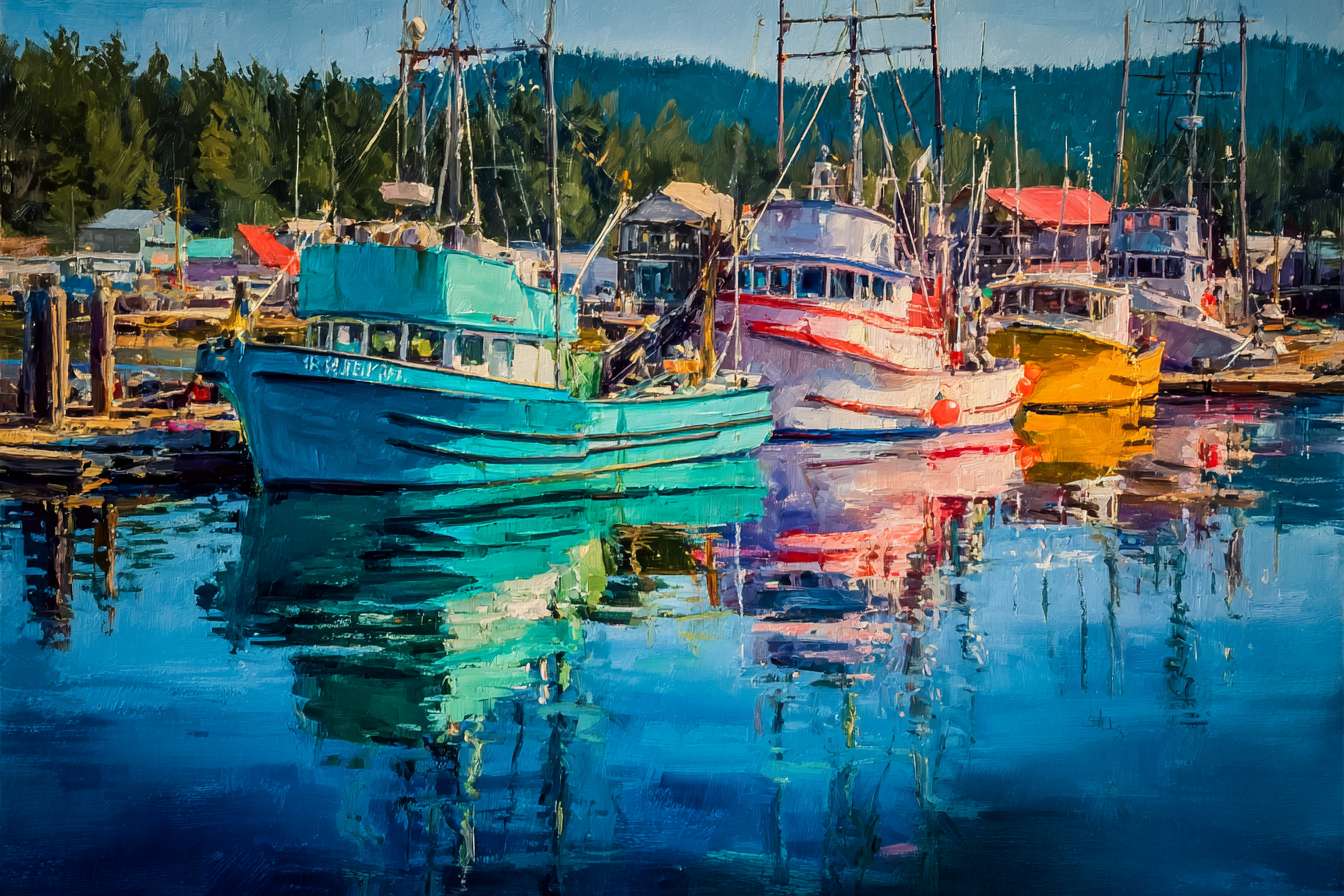 Der Bunter Hafen Mit Fischereibooten | Boote und Schiffe | Mobilitaet und Technik