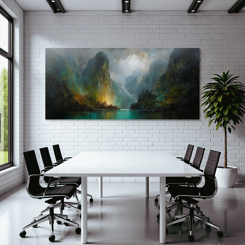 Dramatische Landschaft Mit Bergen Und Wasser