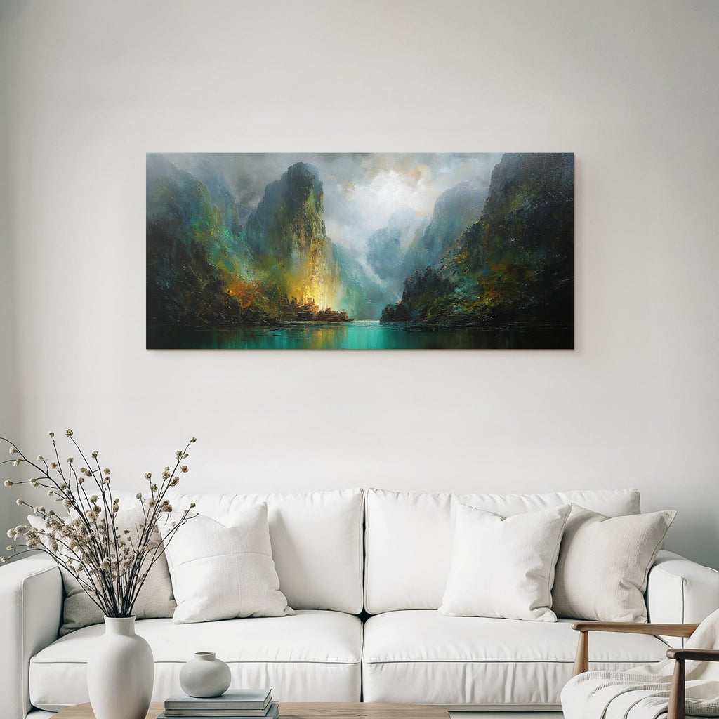 Dramatische Landschaft Mit Bergen Und Wasser