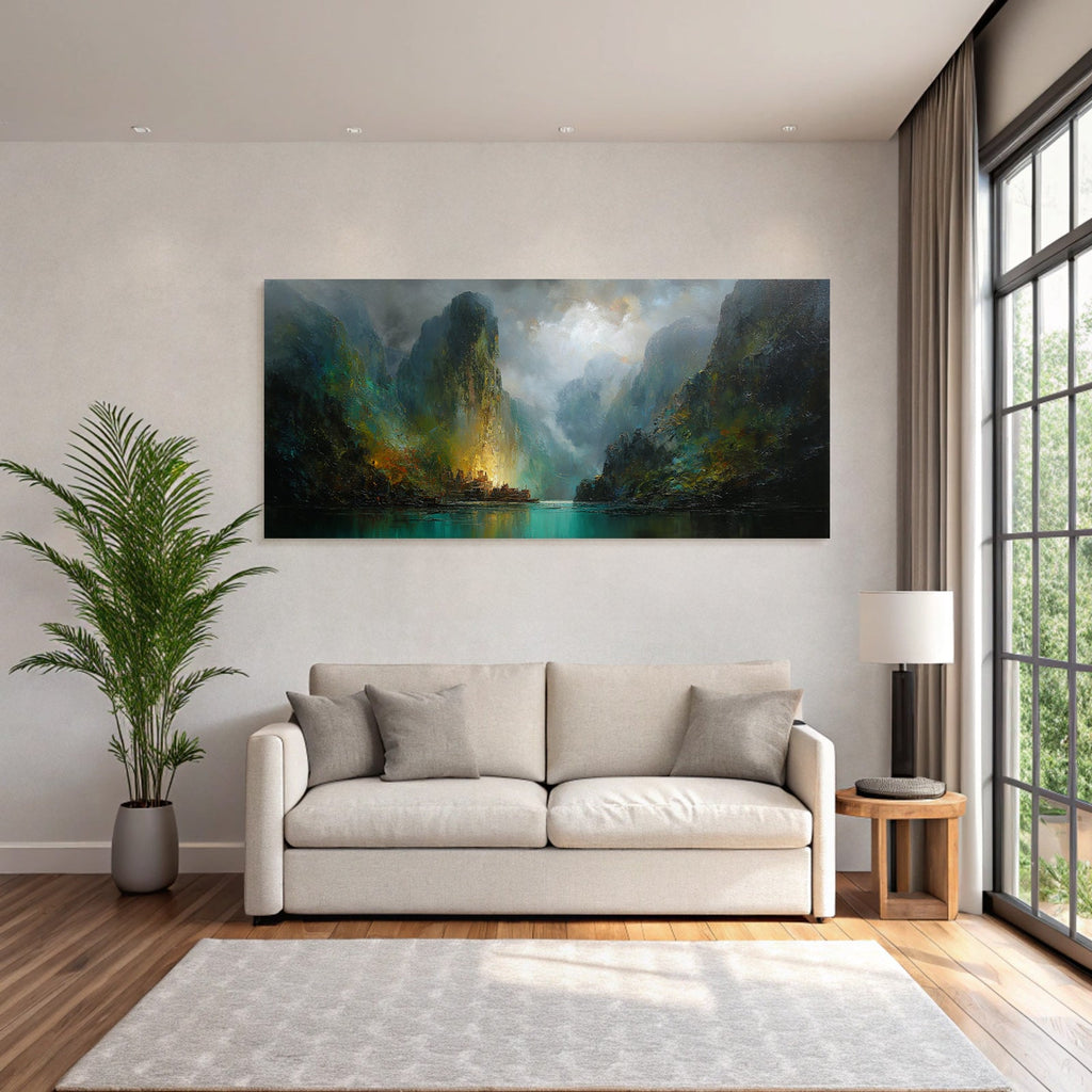 Dramatische Landschaft Mit Bergen Und Wasser