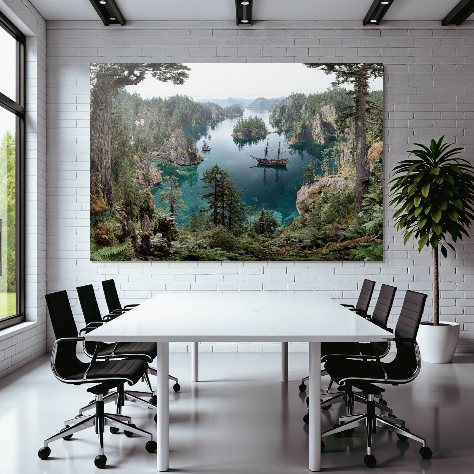 Friedliche Landschaft Mit Segelbooten Und Klippen