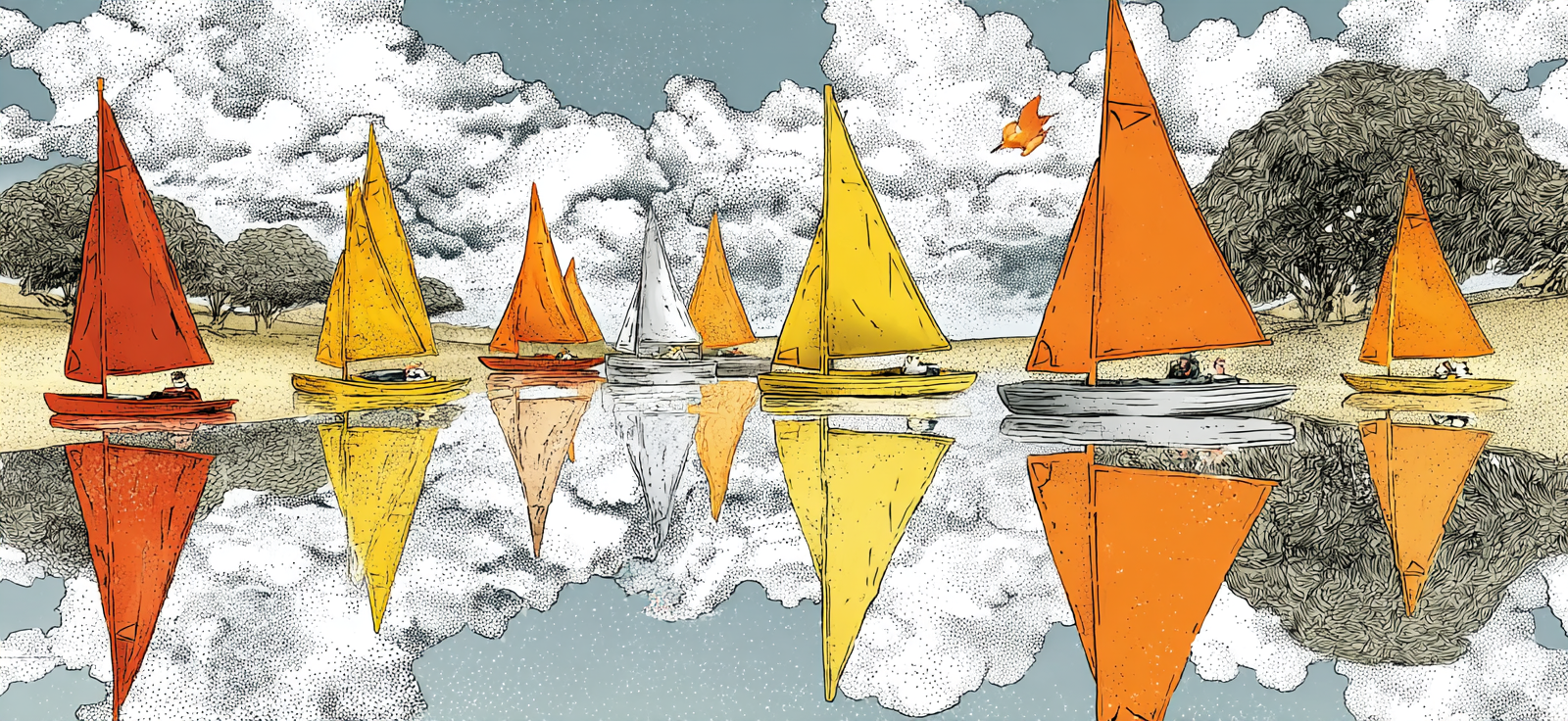 Friedliche Szenen Mit Segelbooten Bei Himmel Und Wasser | Boote und Schiffe | Mobilitaet und Technik