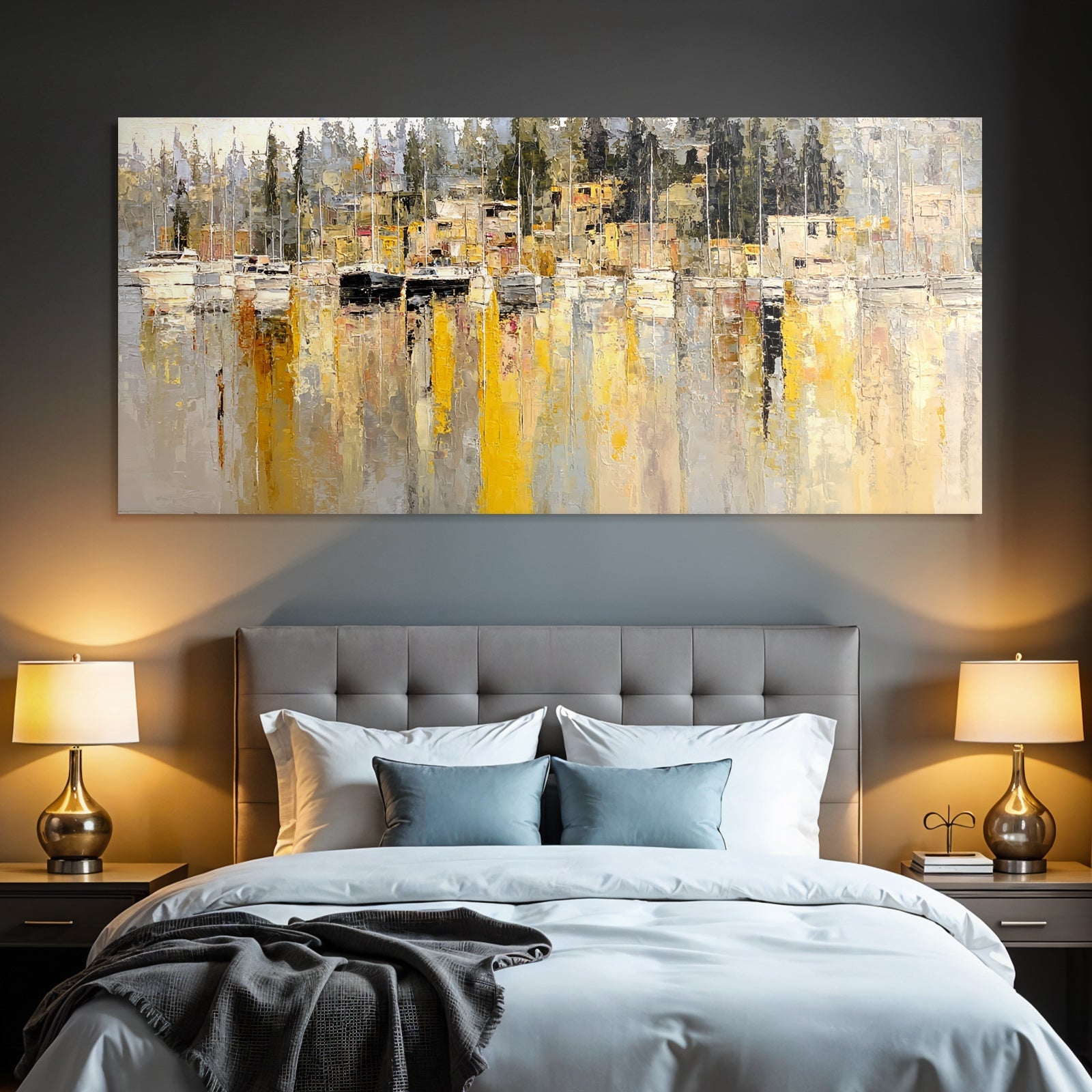 Friedlicher Hafen Mit Boote Dawn Impressionistisch Painting