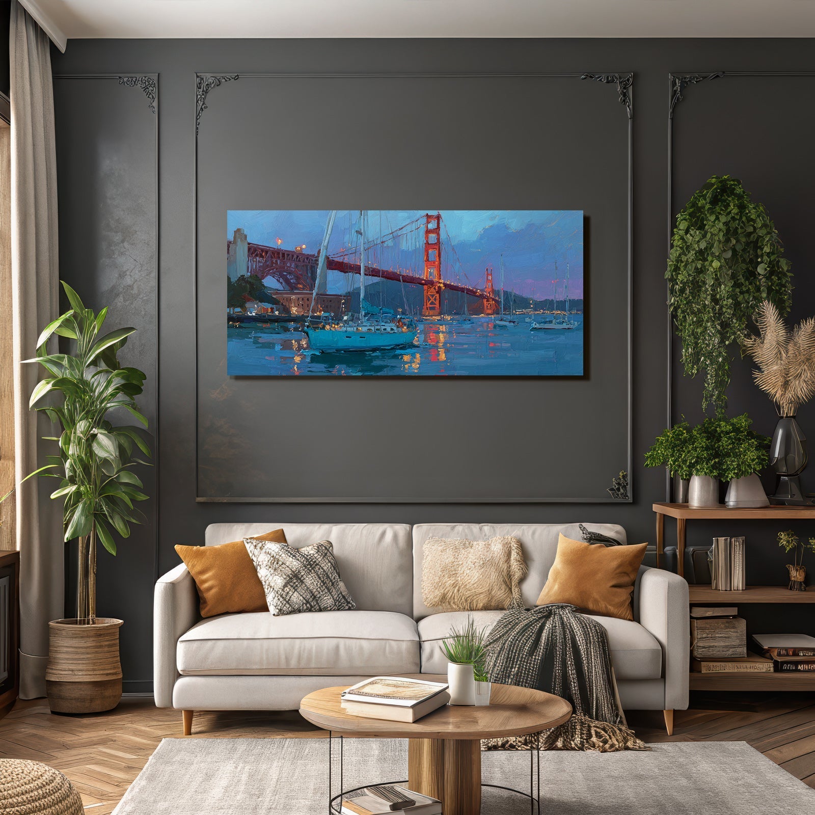Golden Gate Brücke San Francisco Abendstimmung Reflexionen Impressionismus