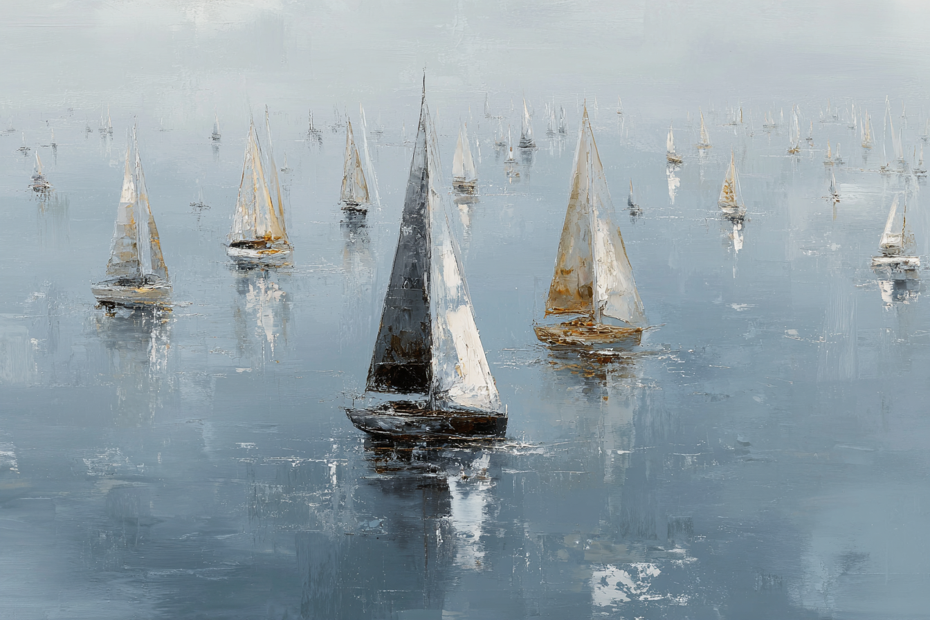 Ruhige Meereslandschaft Mit Segelbooten | Boote und Schiffe | Mobilitaet und Technik