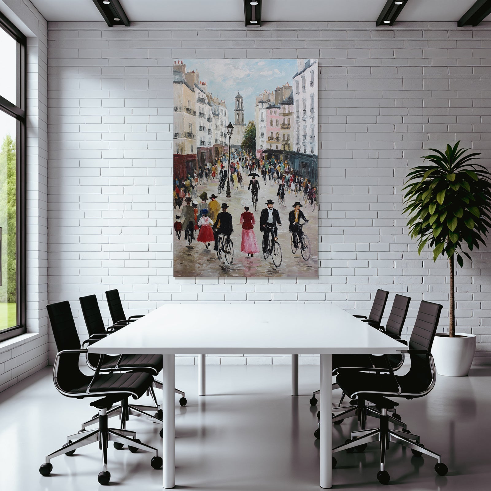 Busy Street Scene With Cyclists Impressionism