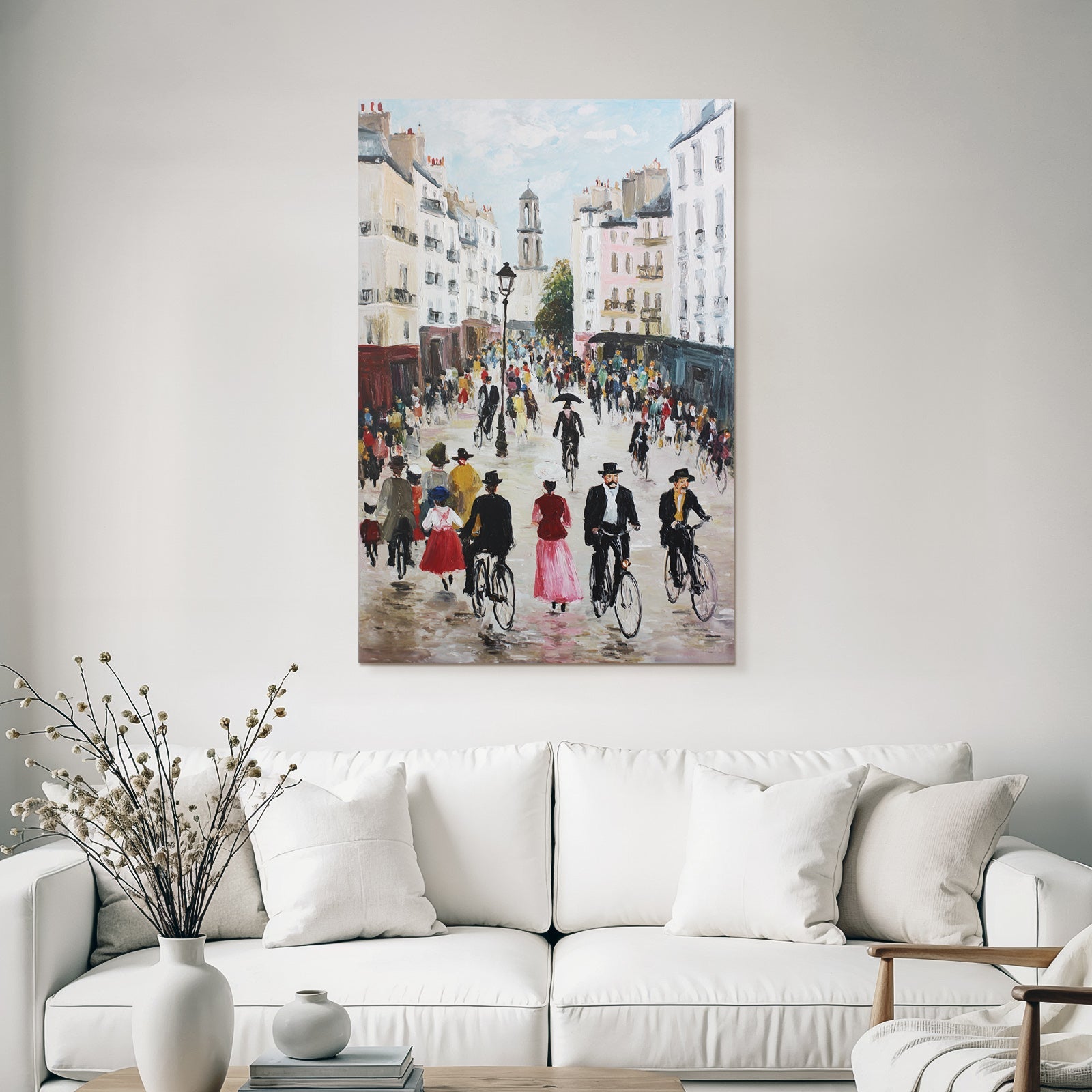 Busy Street Scene With Cyclists Impressionism