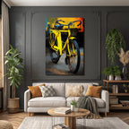Gelbe Fahrrad Kunstvolles Design Mit Bunten Hintergrund