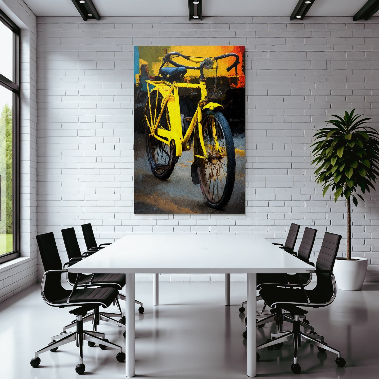 Gelbe Fahrrad Kunstvolles Design Mit Bunten Hintergrund