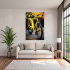 Gelbe Fahrrad Kunstvolles Design Mit Bunten Hintergrund