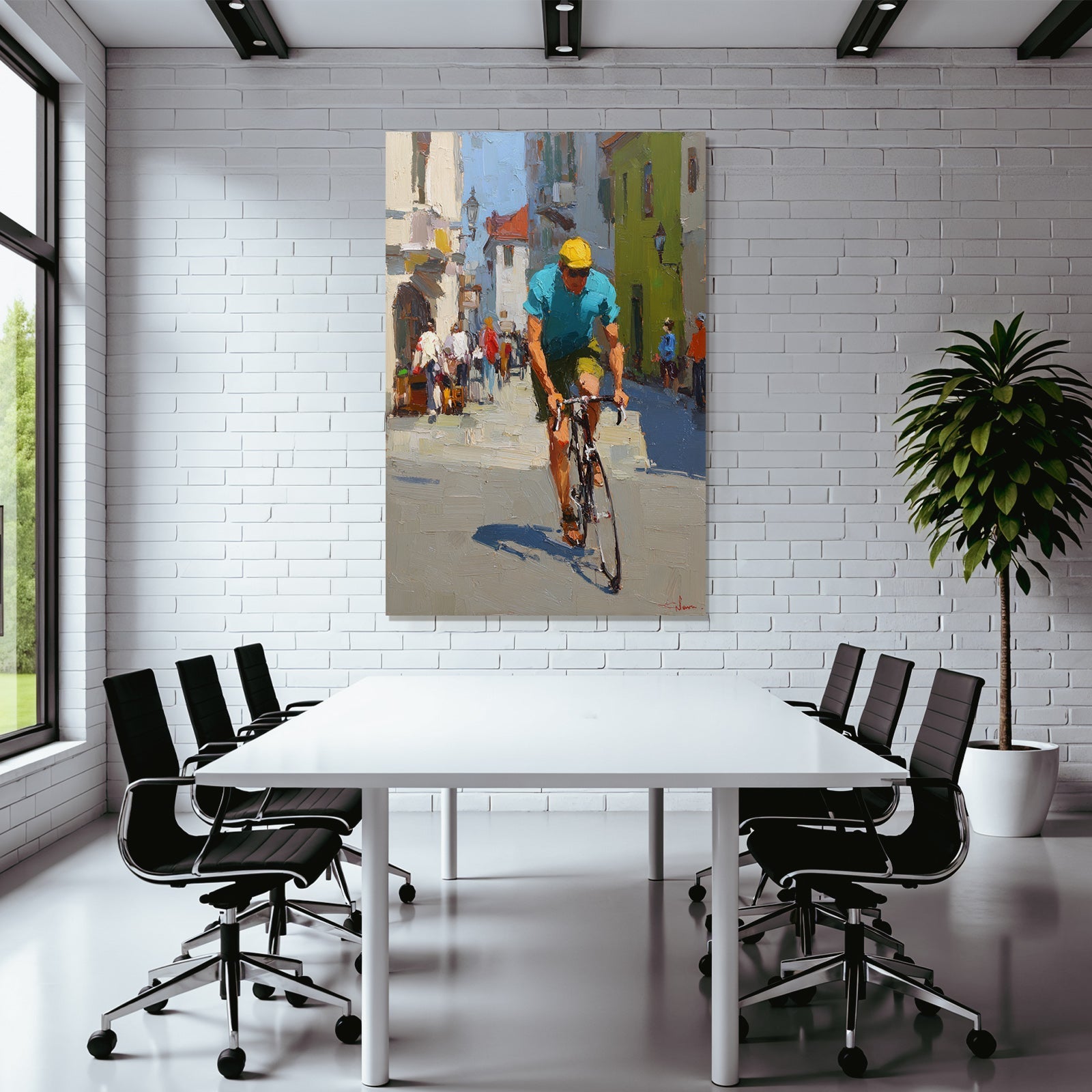 Lively Cyclist In The Sun Picturesque Road