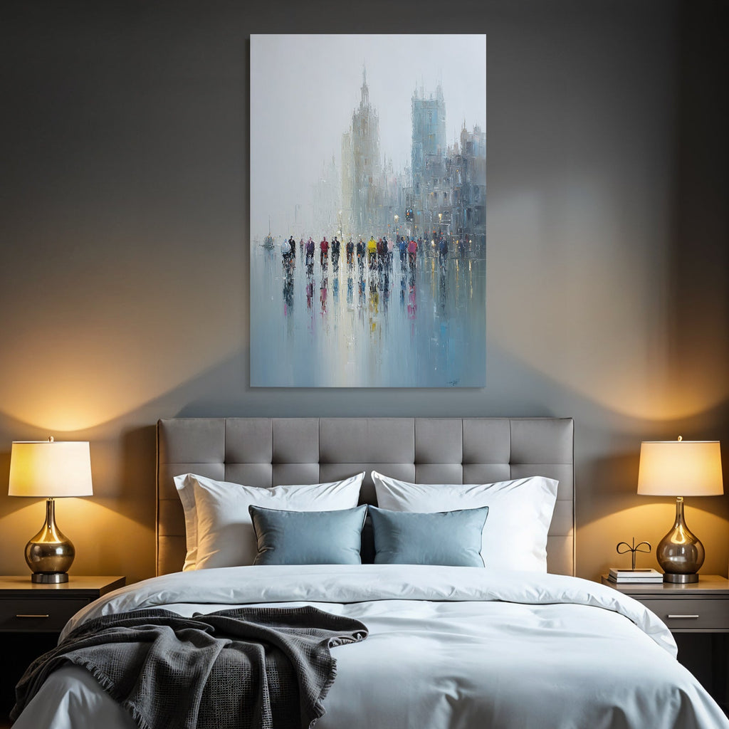 Rainbow Cyclists in the City Impressionist Painting