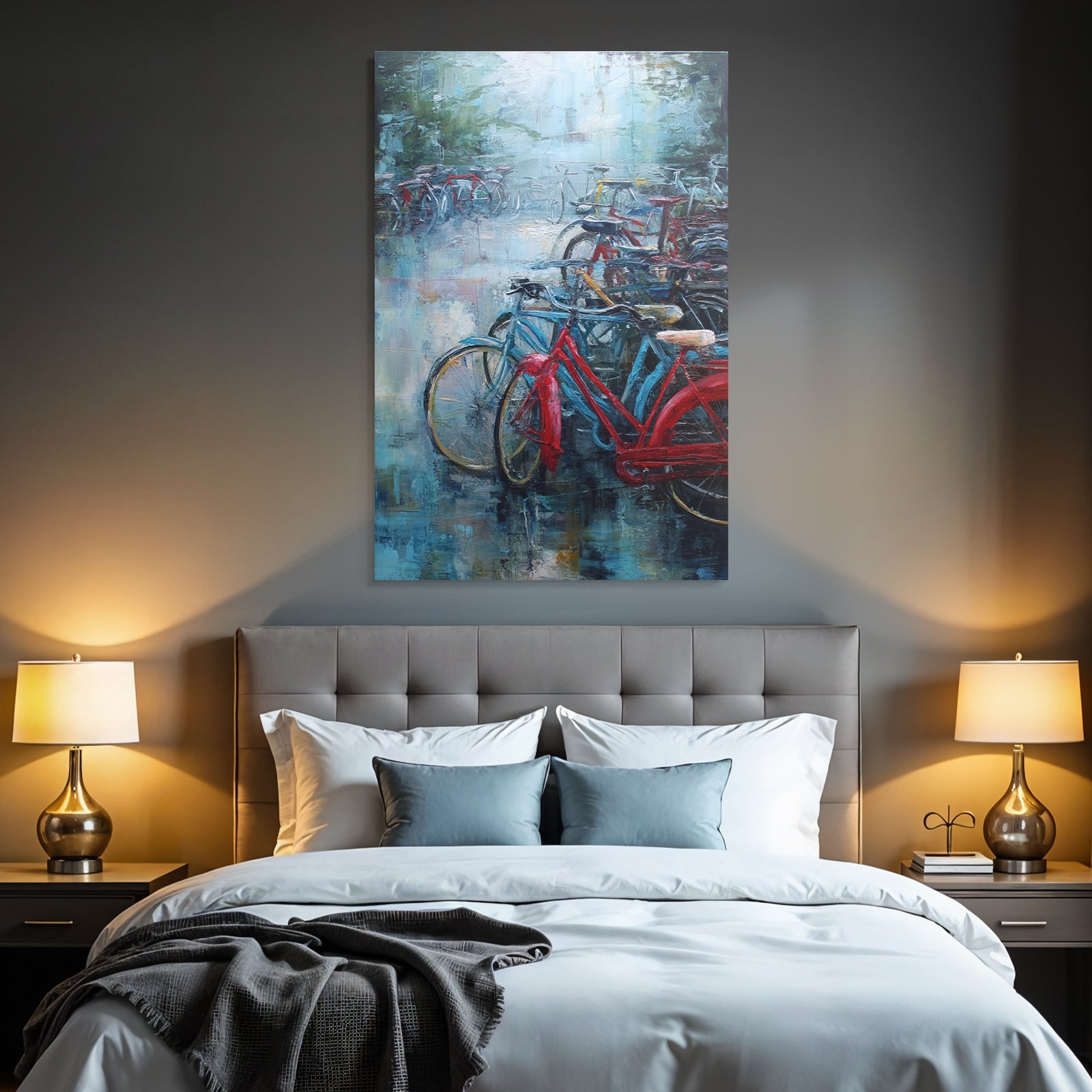 Rot Und Blau Fahrrad Impressionistisch Mystischer Hintergrund