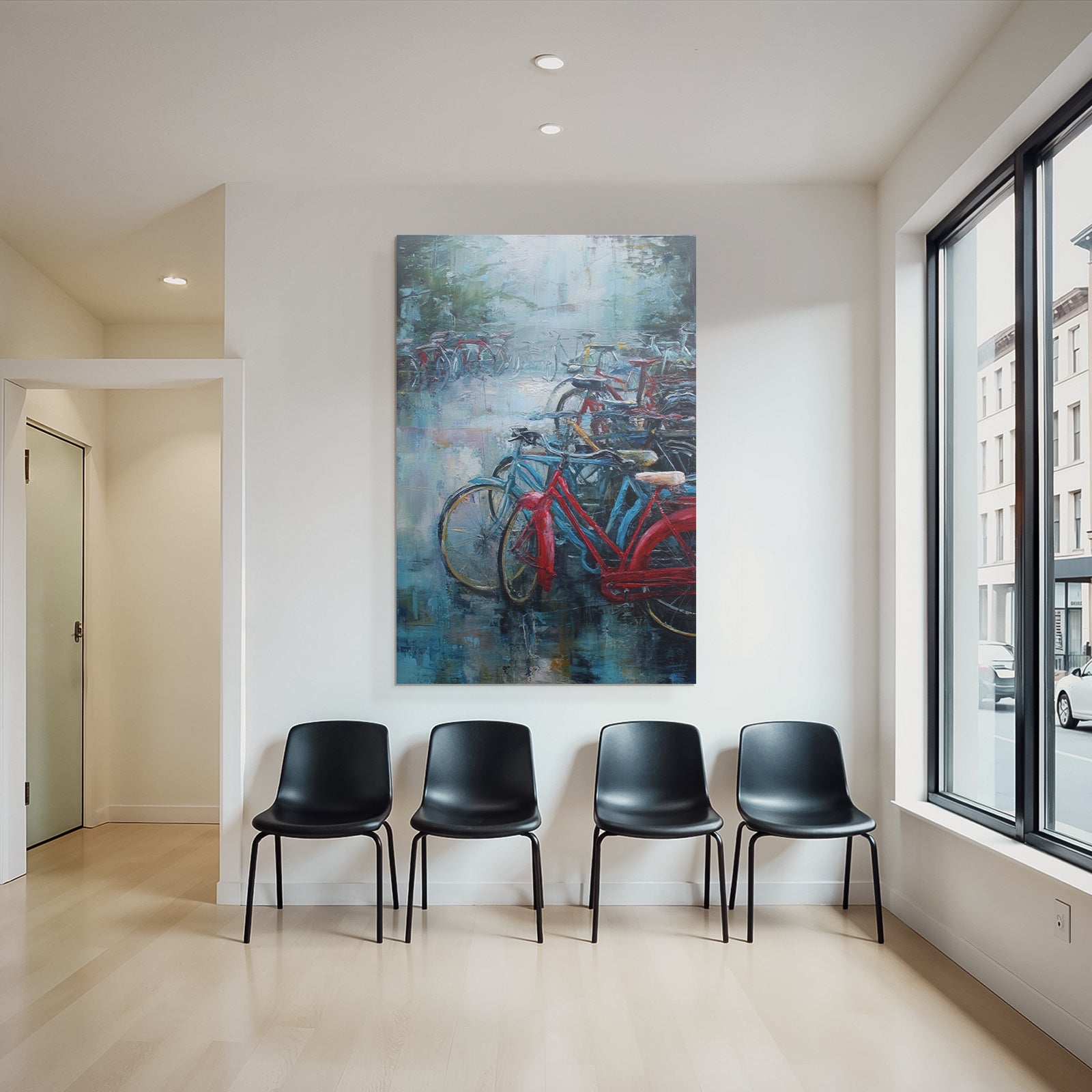 Rot Und Blau Fahrrad Impressionistisch Mystischer Hintergrund