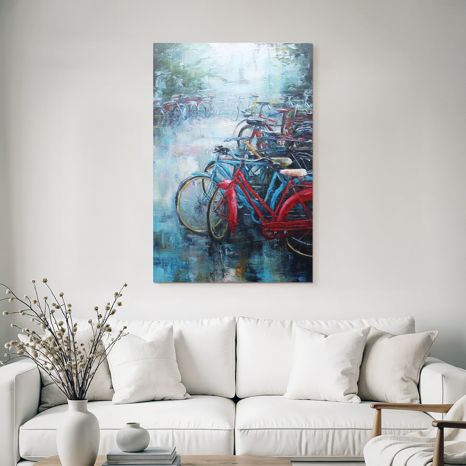 Rot Und Blau Fahrrad Impressionistisch Mystischer Hintergrund
