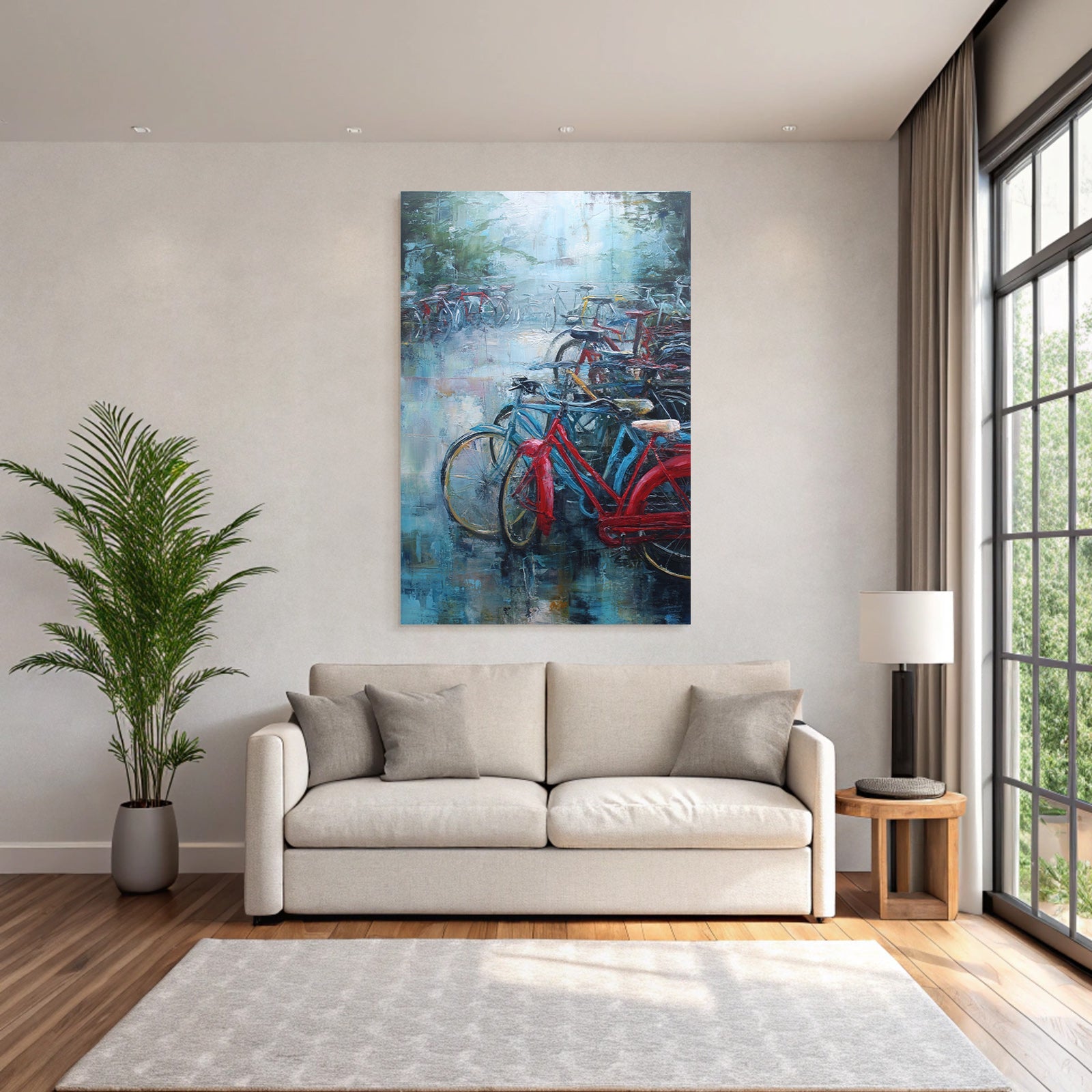 Rot Und Blau Fahrrad Impressionistisch Mystischer Hintergrund