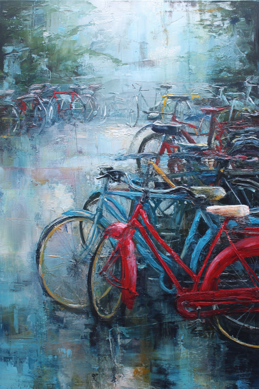 Rot Und Blau Fahrrad Impressionistisch Mystischer Hintergrund | Fahrraeder und Motorraeder | Mobilitaet und Technik