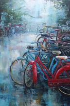 Rot Und Blau Fahrrad Impressionistisch Mystischer Hintergrund | Fahrraeder und Motorraeder | Mobilitaet und Technik