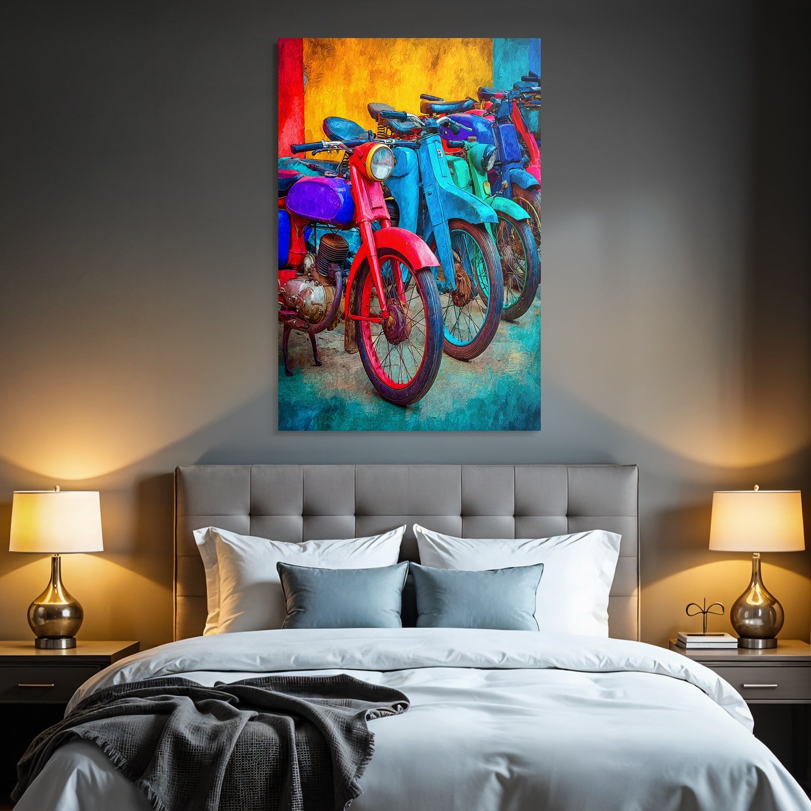 Vintage Bicycle Collection Colorful Colors Painting
