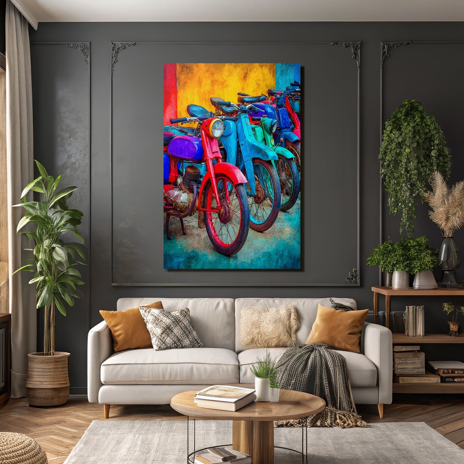 Vintage Bicycle Collection Colorful Colors Painting