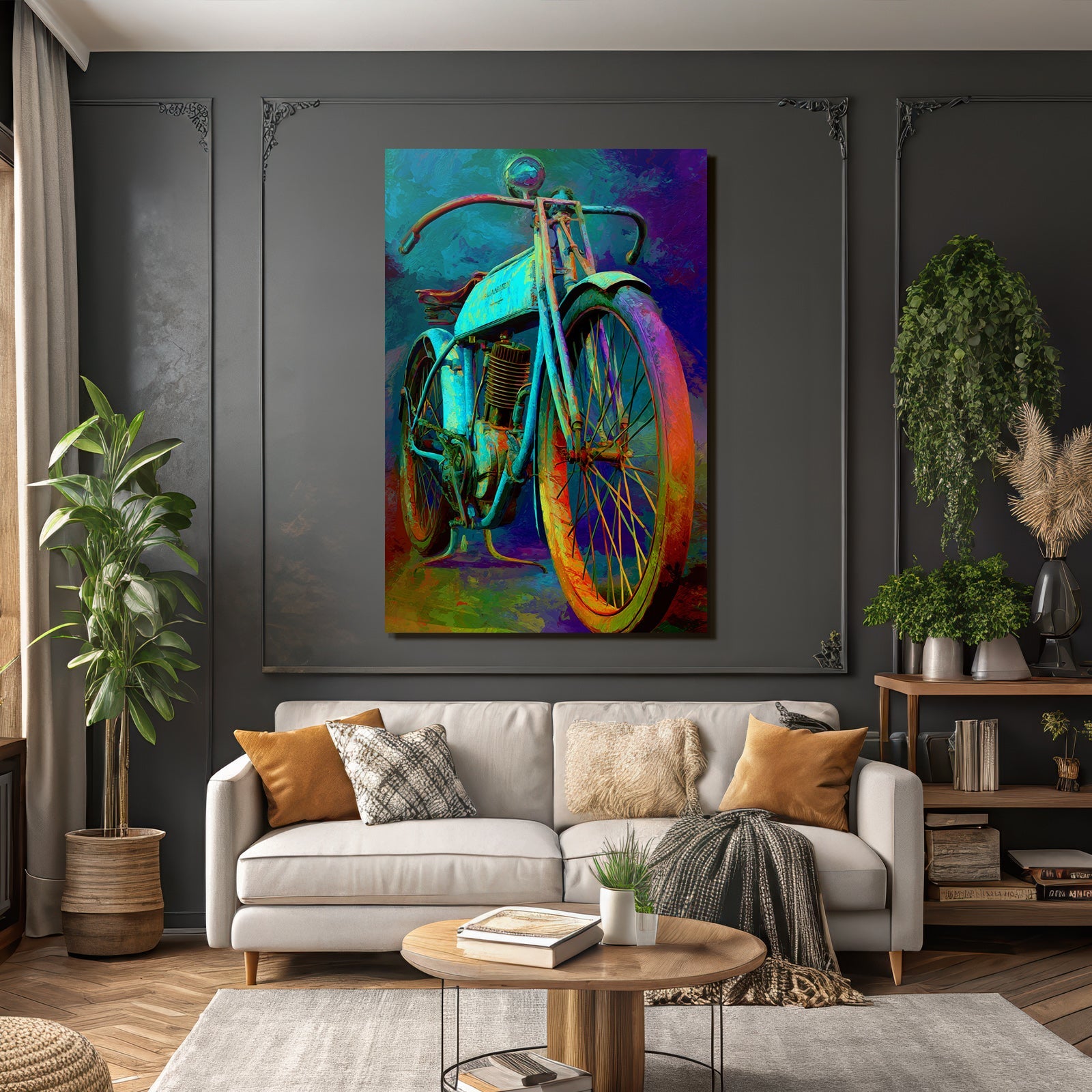 Vintage Motorcycle Abstrakt Kunst Darstellung