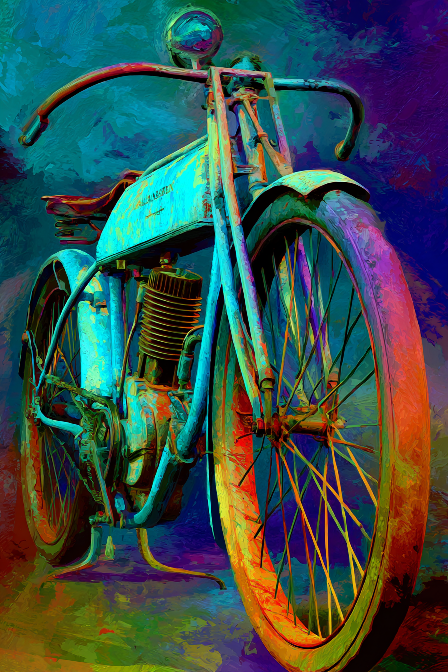 Vintage Motorcycle Abstrakt Kunst Darstellung | Fahrraeder und Motorraeder | Mobilitaet und Technik